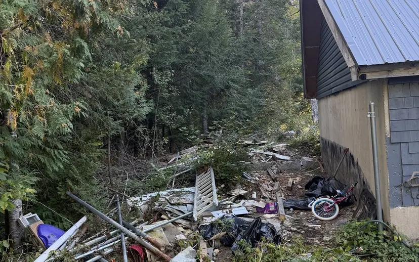 Old outdoor structure and materials on a Maine lot