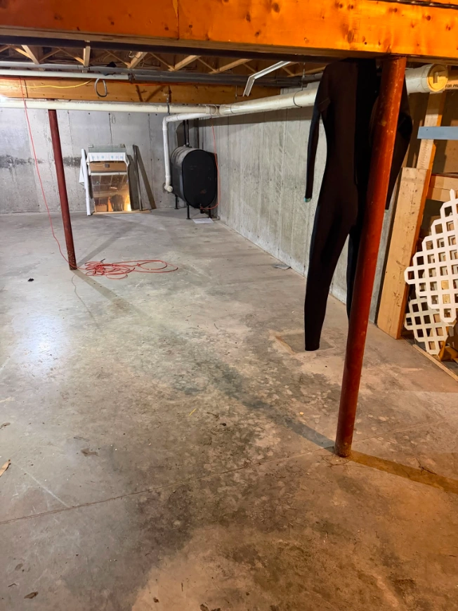 Basement cleanout after unwanted items were removed